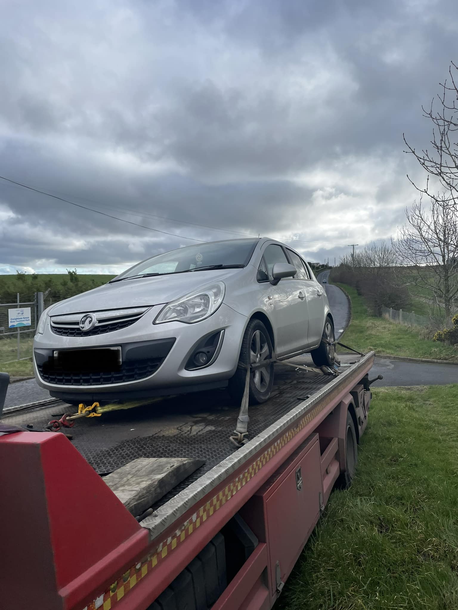 Vauxhall Corsa on recovery truck